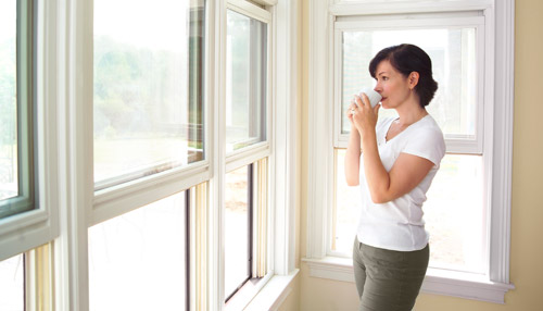 A woman standing in front of clean windows