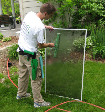 Photo of window screen cleaning